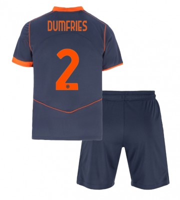 Inter Milan Denzel Dumfries #2 Tredjetrøje Børn 2025-26 Kortærmet (+ Korte bukser)